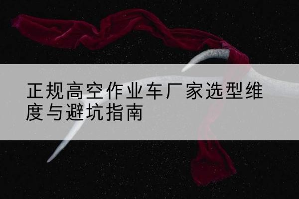 株洲高空作业车厂家-正规选型维度与避坑指南
